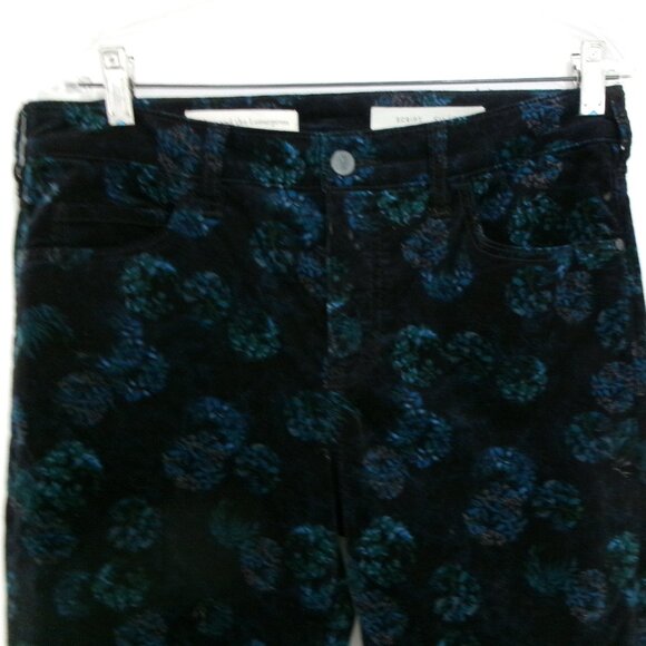 Like New Pilcro and the Letterpress SCRIPT Velvet Jeans Black Blue Print 29 Pant - Picture 5 of 13